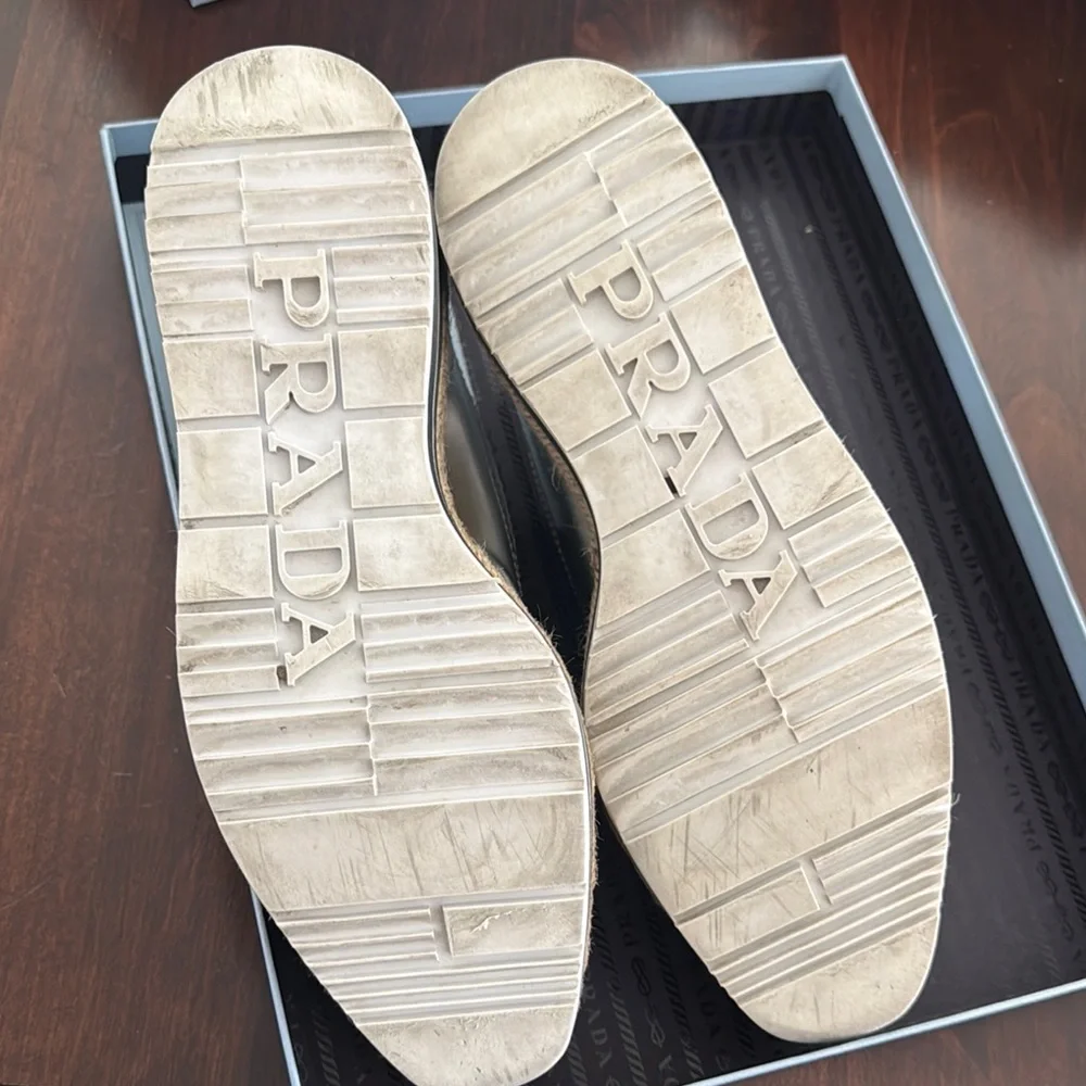 Prada Metallic Silver Espadrille Shoes